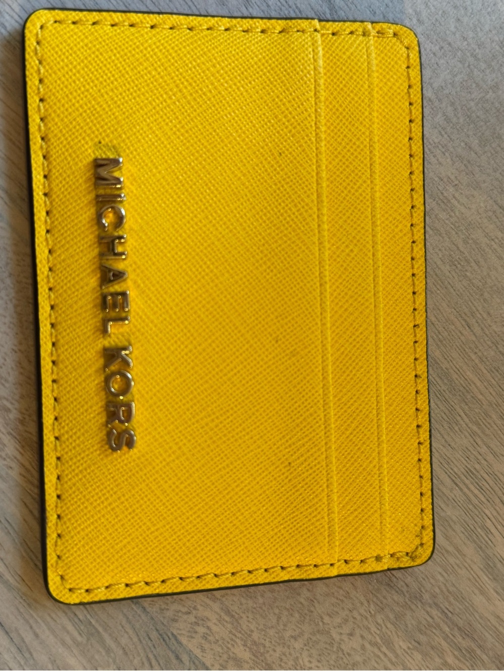 Michael Kors Yellow Sunflower Saffiano Leather Card Case